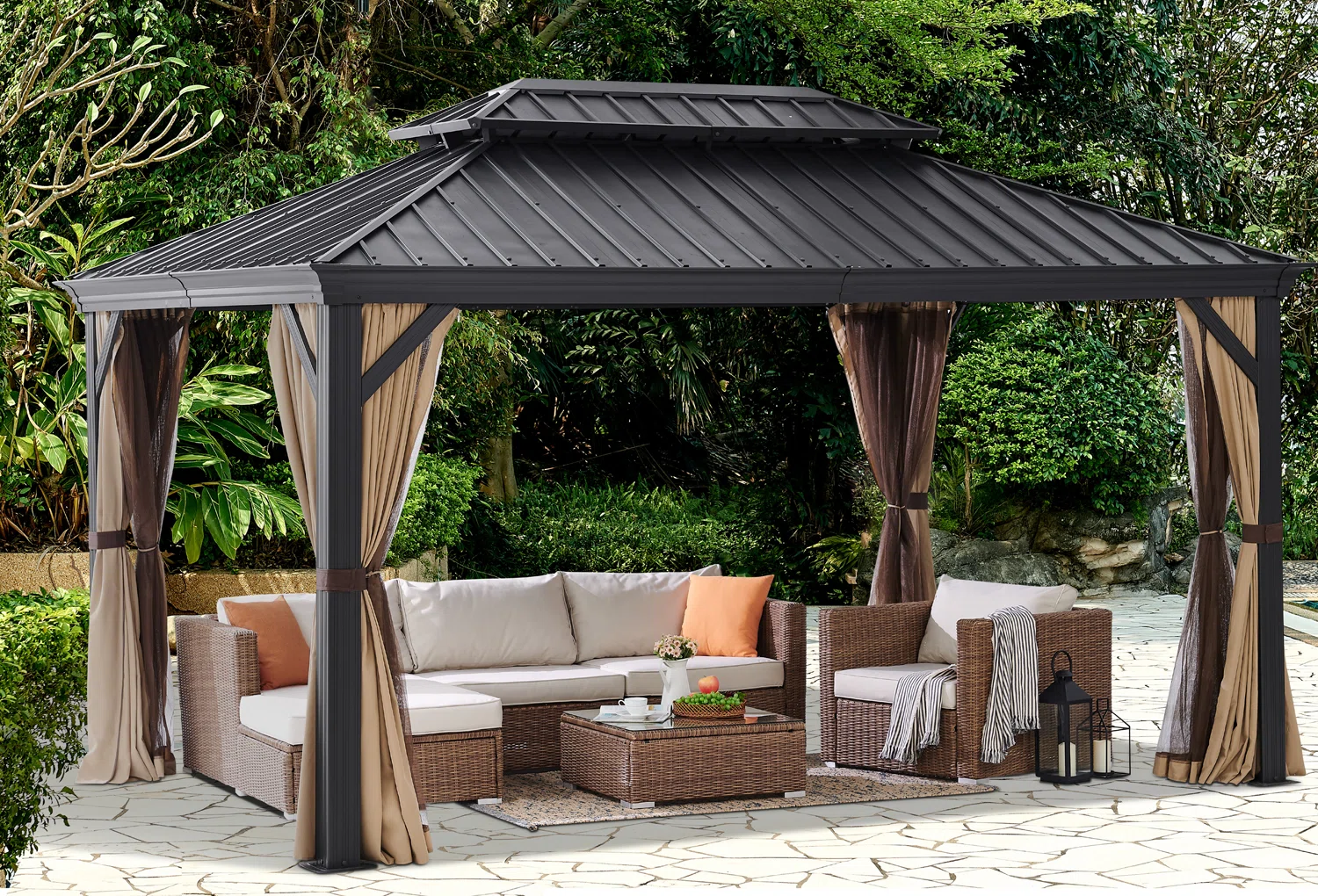 Garden Comfort Shop -Garden Comfort Shop 14 ft w x 10 ft d metal patio gazebo