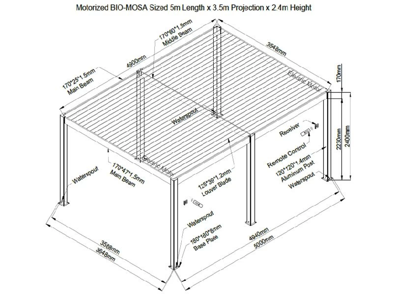 Ex-Display Eclipse 5 X 3.5m LED Motorised Pergola | Free Standing 3 Ex-Display Eclipse 5 X 3.5m LED Motorised Pergola | Free Standing