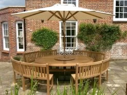 Chunky 2.1m Teak Table And Contour Benches | FSC® Certified 24 Chunky 2.1m Teak Table And Contour Benches | FSC® Certified -Garden Comfort Shop XL chunky contour parasol 2 1