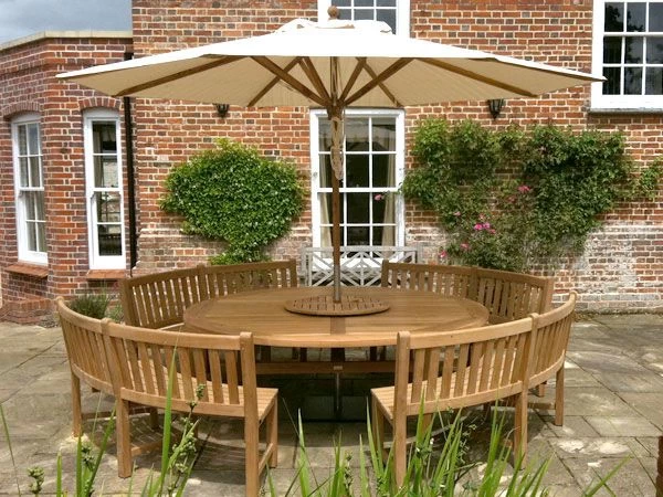 Chunky 2.1m Teak Table And Contour Benches | FSC® Certified 7 Chunky 2.1m Teak Table And Contour Benches | FSC® Certified - Image 5