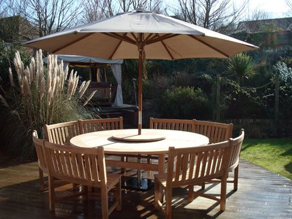 Chunky 2.1m Teak Table And Contour Benches | FSC® Certified 4 Chunky 2.1m Teak Table And Contour Benches | FSC® Certified - Image 2