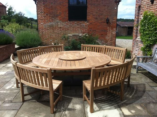 Chunky 2.1m Teak Table And Contour Benches | FSC® Certified 12 Chunky 2.1m Teak Table And Contour Benches | FSC® Certified - Image 10