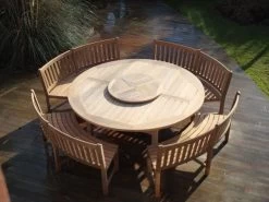 Chunky 2.1m Teak Table And Contour Benches | FSC® Certified 27 Chunky 2.1m Teak Table And Contour Benches | FSC® Certified -Garden Comfort Shop XL contour set 5 1