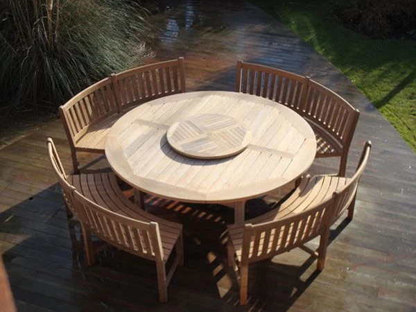 Chunky 2.1m Teak Table And Contour Benches | FSC® Certified 10 Chunky 2.1m Teak Table And Contour Benches | FSC® Certified - Image 8