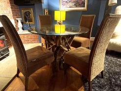 Ace Reclaimed Teak 4 Chair Round Dining Set