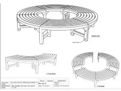 Backless Contour Tree Bench -Garden Comfort Shop backless diagram 00v3