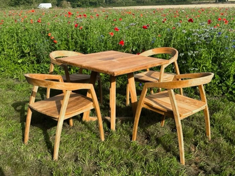 Teak 4 Chair Cafe Dining Set | Bari/Bali 3 Teak 4 Chair Cafe Dining Set | Bari/Bali