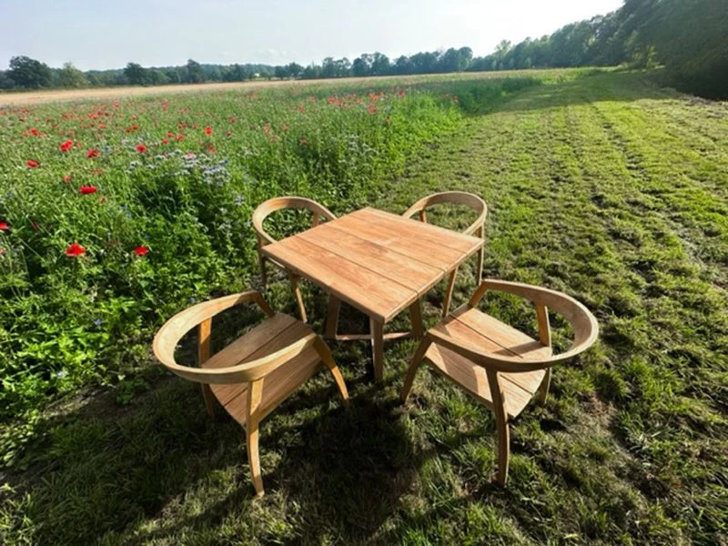 Teak 4 Chair Cafe Dining Set | Bari/Bali 6 Teak 4 Chair Cafe Dining Set | Bari/Bali - Image 4