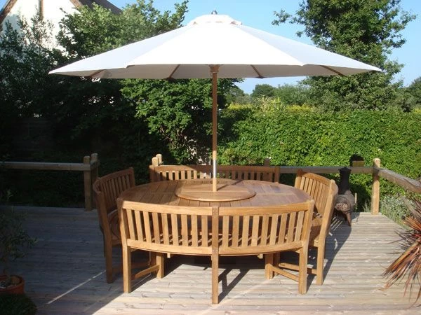 Chunky 2.1m Teak Table And Contour Benches | FSC® Certified 11 Chunky 2.1m Teak Table And Contour Benches | FSC® Certified - Image 9