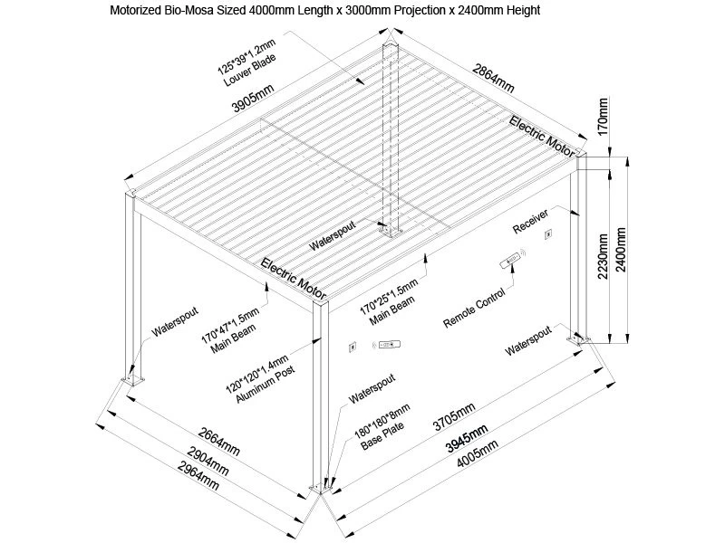 Eclipse 3 X 4m LED Motorised Pergola | Free Standing 5 Eclipse 3 X 4m LED Motorised Pergola | Free Standing - Image 3