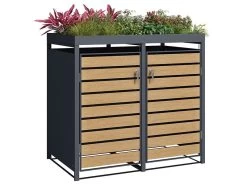 Galvanized Steel Wheelie Bin Cover With Planters | Double | PRE ORDER