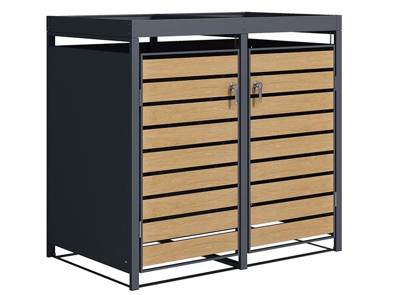 Galvanized Steel Wheelie Bin Cover With Planters | Double | PRE ORDER 5 Galvanized Steel Wheelie Bin Cover With Planters | Double | PRE ORDER - Image 3