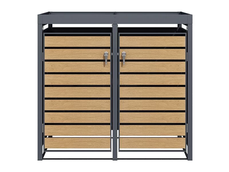 Galvanized Steel Wheelie Bin Cover With Planters | Double | PRE ORDER 6 Galvanized Steel Wheelie Bin Cover With Planters | Double | PRE ORDER - Image 4