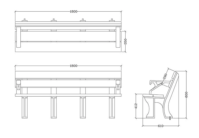 Eco Park Bench Arms 1.8m 6 Eco Park Bench Arms 1.8m - Image 4
