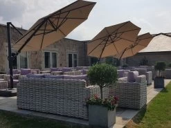 Cantilever Parasol - Roma 3.5m Diameter 29 Cantilever Parasol - Roma 3.5m Diameter -Garden Comfort Shop fiji 4 seaters and cantilevers in bckgrnd 2peak edge 3