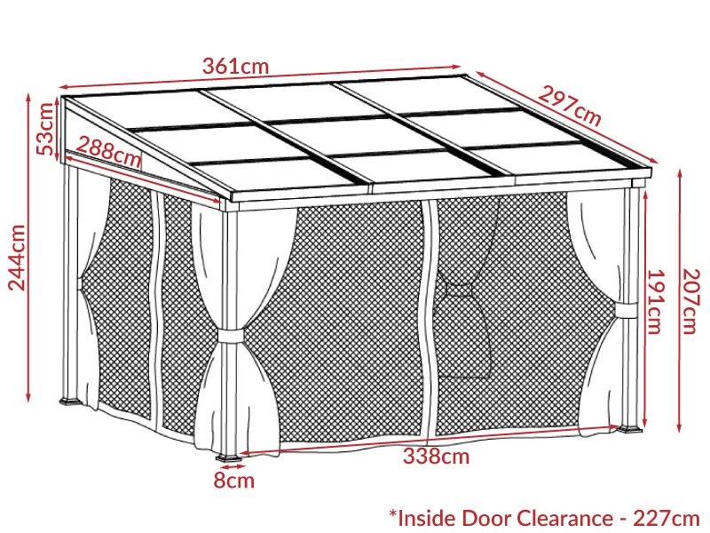 Four Seasons Wall Mounted Gazebo 3m X 3.65m 6 Four Seasons Wall Mounted Gazebo 3m X 3.65m - Image 4