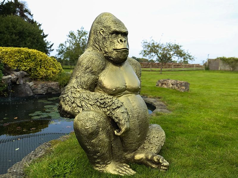 Gorilla Ornament | Gold 5 Gorilla Ornament | Gold - Image 3