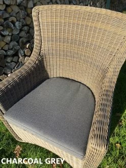 Seville All Weather Chair Cushion -Garden Comfort Shop grey check sun129
