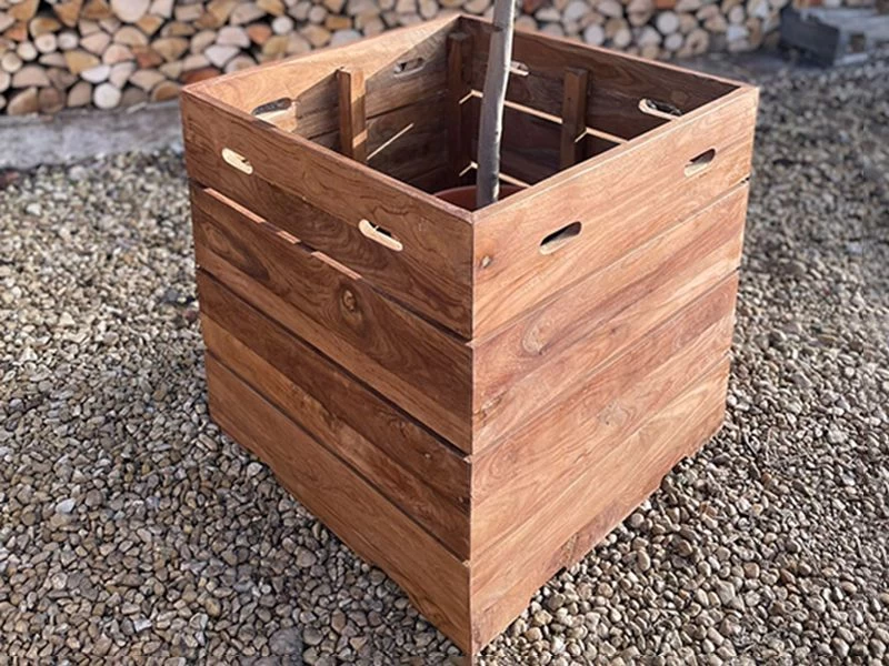 Reclaimed Teak Square Planter 3 Reclaimed Teak Square Planter
