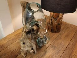 Teak Root Stand With Blown Glass Holder 29 Teak Root Stand With Blown Glass Holder -Garden Comfort Shop img 7148xl xl