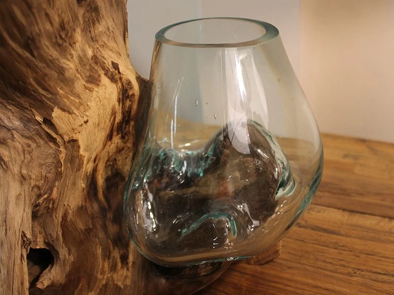 Teak Root Stand With Blown Glass Holder 16 Teak Root Stand With Blown Glass Holder - Image 14