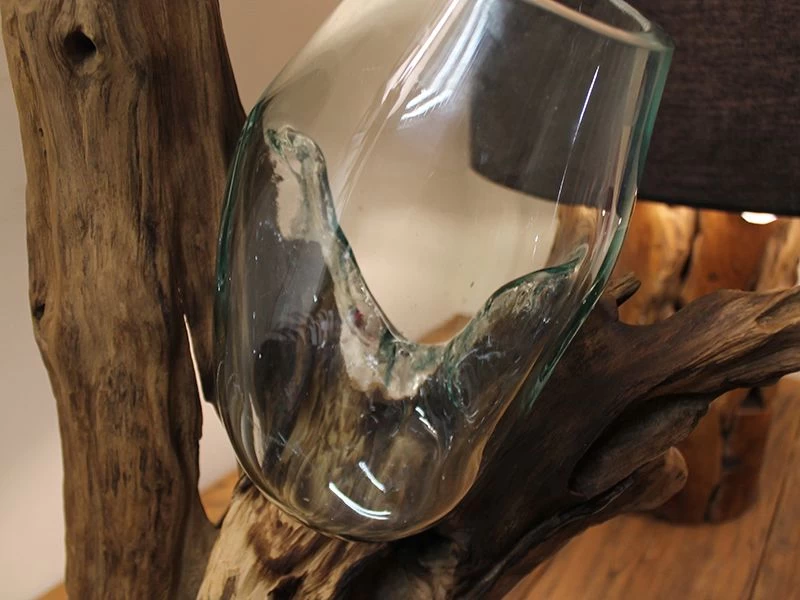 Teak Root Stand With Blown Glass Holder 18 Teak Root Stand With Blown Glass Holder - Image 16