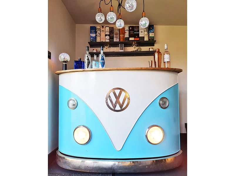 Indian VW Bus Bar Counter | Blue And White 3 Indian VW Bus Bar Counter | Blue And White