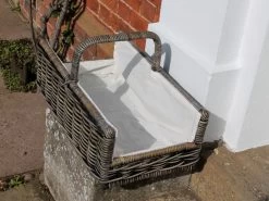 Kubu Natural Log Basket & Calico Lining -Garden Comfort Shop kubo nat log calico lining 03xl