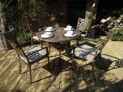 Leaf 4 Seater Round Table And Chairs 'set' -Garden Comfort Shop leaf dining set 4 XL 1 2