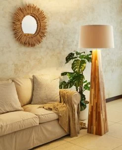 Line Teak Floor Lamp