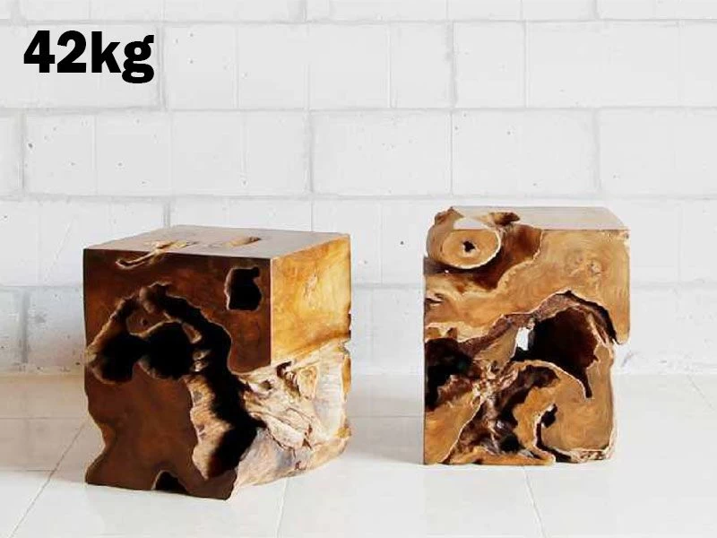 Naga Reclaimed Teak Root Square Stool 4 Naga Reclaimed Teak Root Square Stool - Image 2
