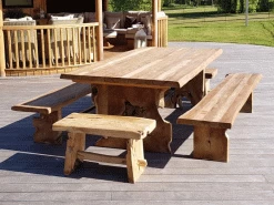 Nature Teak Bench Set 3m -Garden Comfort Shop nature bench set 3xl 1 1