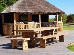 Nature Teak Bench Set 3m -Garden Comfort Shop nature bench setxl 1 1