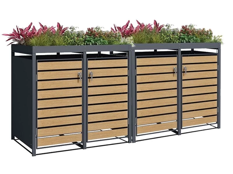 Galvanized Steel Wheelie Bin Cover With Planter | Super Double | PRE-ORDER 4 Galvanized Steel Wheelie Bin Cover With Planter | Super Double | PRE-ORDER - Image 2