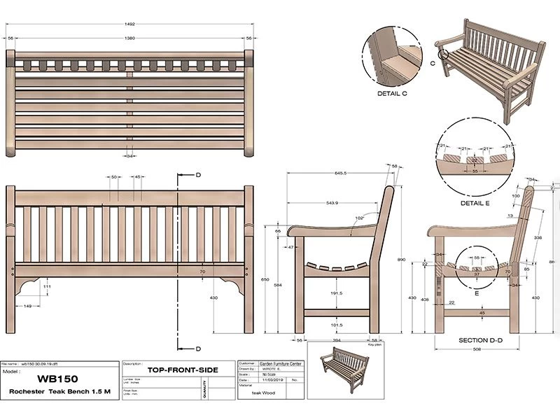 Rochester 1.5M Bench | FSC® Certified 10 Rochester 1.5M Bench | FSC® Certified - Image 8