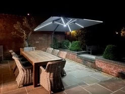 Royal 3M Square LED Parasol -Garden Comfort Shop royal overtable2