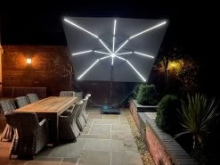Royal 3M Square LED Parasol -Garden Comfort Shop royal overtable3