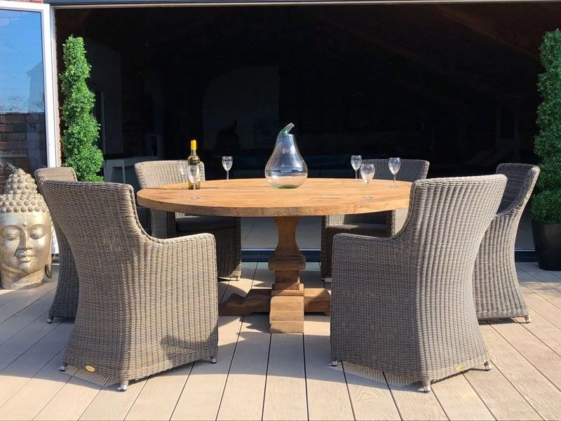 Seville 6 Chair Round Teak Dining Set 7 Seville 6 Chair Round Teak Dining Set - Image 5