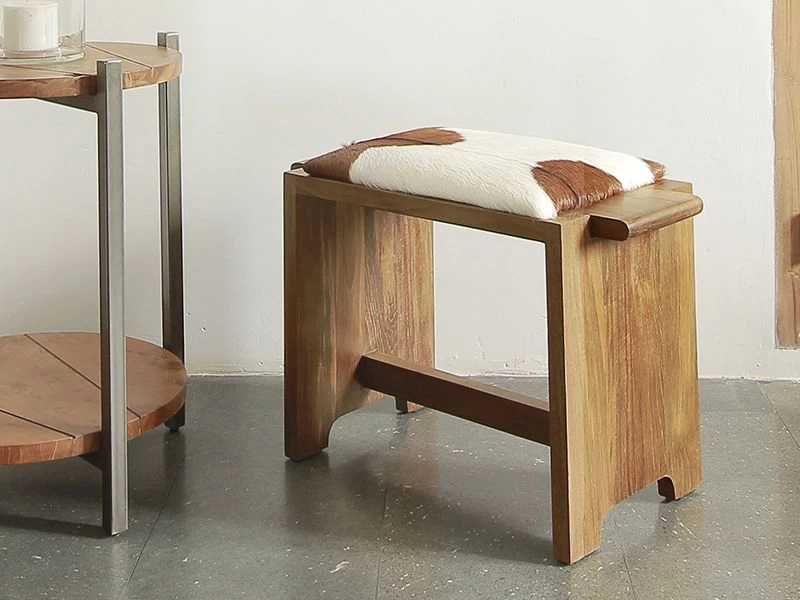 Sage Stool With Goat Leather 3 Sage Stool With Goat Leather