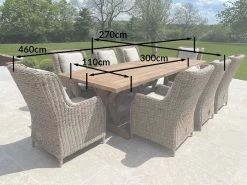 Valencia Willow 8 Chair Dining Set -Garden Comfort Shop table diagram 2 01