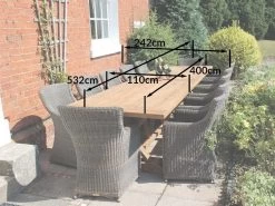 Valencia 12 Chair Dining Set -Garden Comfort Shop table diagram long 01