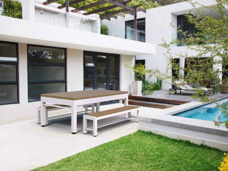 Outdoor Games Diner Table - Tan & White 3 Outdoor Games Diner Table - Tan & White