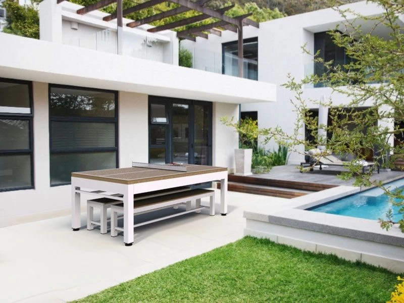 Outdoor Games Diner Table - Tan & White 4 Outdoor Games Diner Table - Tan & White - Image 2