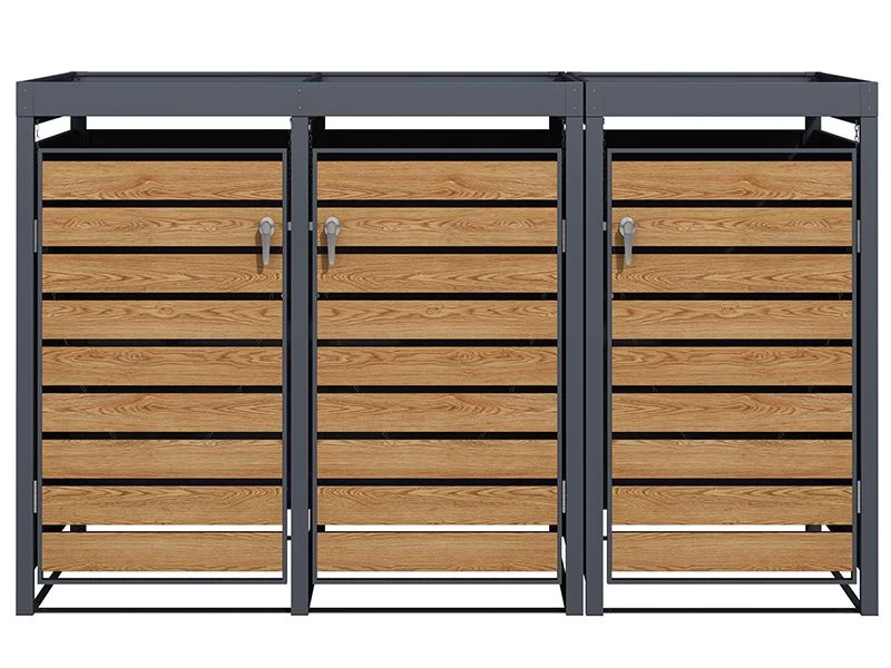 Galvanized Steel Wheelie Bin Cover With Planters | Triple | PRE ORDER 6 Galvanized Steel Wheelie Bin Cover With Planters | Triple | PRE ORDER - Image 4