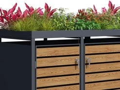 Galvanized Steel Wheelie Bin Cover With Planter | Super Double | PRE-ORDER 8 Galvanized Steel Wheelie Bin Cover With Planter | Super Double | PRE-ORDER -Garden Comfort Shop triple planter w plants bi 2