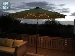 Verona Parasol With USB Charger & LED Lights