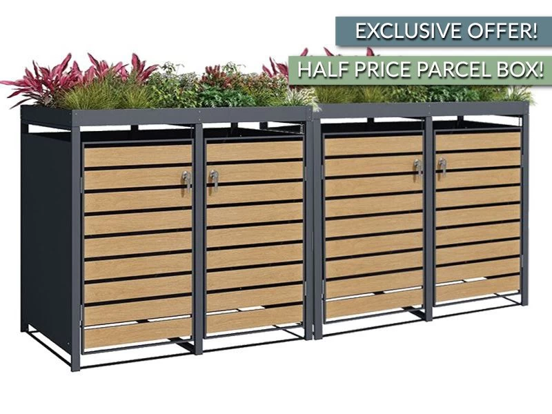 Galvanized Steel Wheelie Bin Cover With Planter | Super Double | PRE-ORDER 3 Galvanized Steel Wheelie Bin Cover With Planter | Super Double | PRE-ORDER