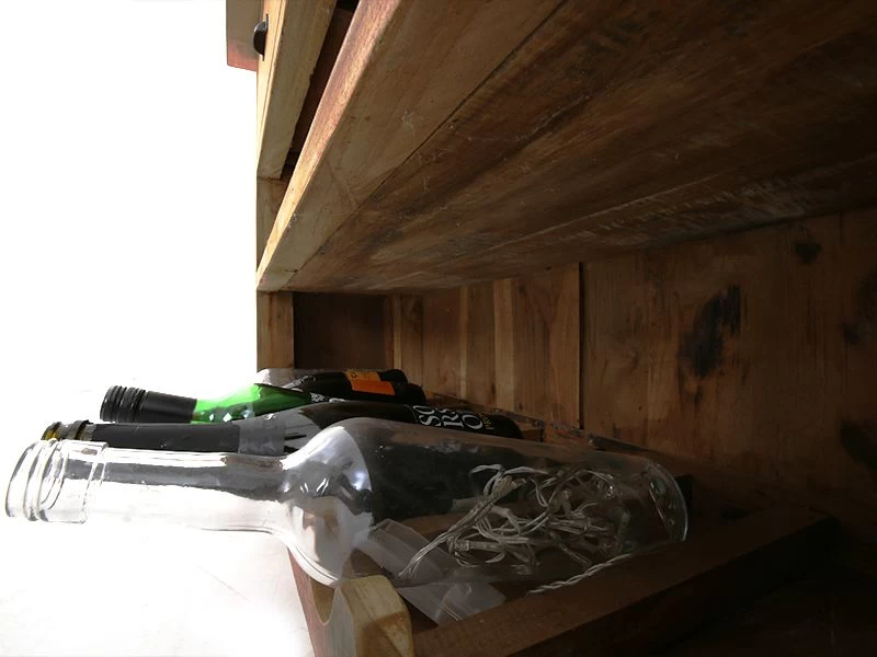 Rustic Teak Console Table With Wine Rack 7 Rustic Teak Console Table With Wine Rack - Image 5