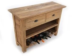 Rustic Teak Console Table With Wine Rack