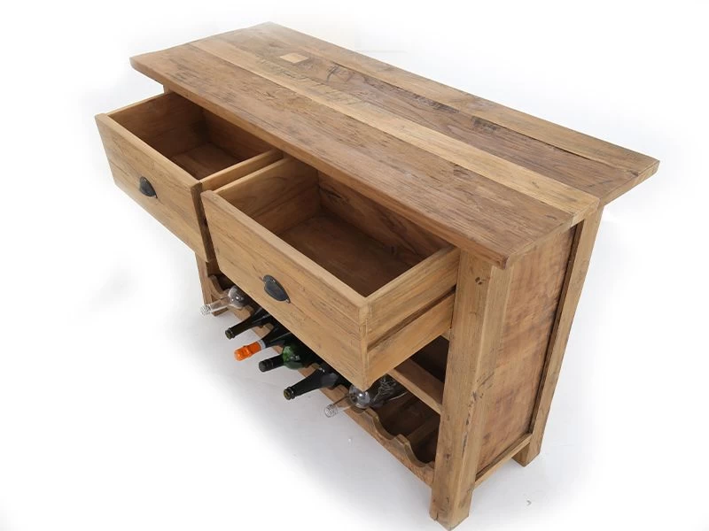 Rustic Teak Console Table With Wine Rack 10 Rustic Teak Console Table With Wine Rack - Image 8